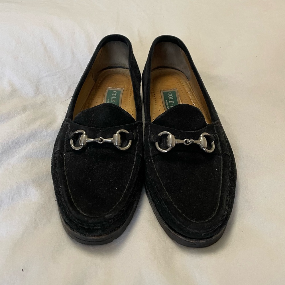 Cole Haan Horsebit Loafer Black Suede Made in Italy Sz 8.5